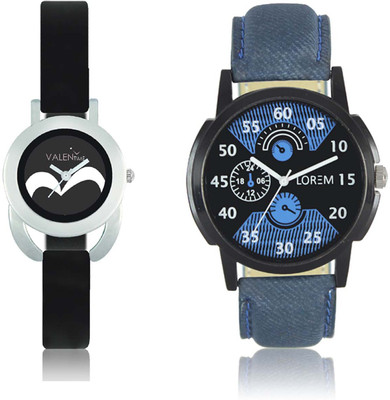 

LOREM WAT-W06-0002-W07-0016-COMBOLOREMBlack::Blue::Black Designer Stylish Shape Best Offer Combo Couple Watch - For Men & Women