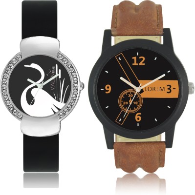 LOREM WAT-W06-0001-W07-0021-COMBOLOREMBlack::Brown::Black Designer Stylish Shape Best Offer Combo Couple Watch  - For Men & Women   Watches  (LOREM)