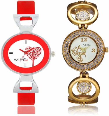 LOREM WAT-W06-0204-W07-0031-COMBOLOREMWhite::White Designer Stylish Shape Best Offer Bracelet Combo Watch  - For Women   Watches  (LOREM)