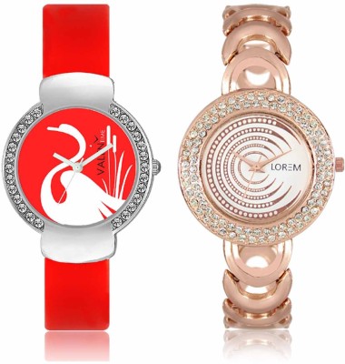 LOREM WAT-W06-0202-W07-0025-COMBOLOREMWhite::Red Designer Stylish Shape Best Offer Bracelet Combo Watch  - For Women   Watches  (LOREM)