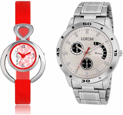 LOREM WAT-W06-0101-W07-0014-COMBOLOREMSilver::White Designer Stylish Shape Best Offer Combo Couple Watch  - For Men & Women   Watches  (LOREM)