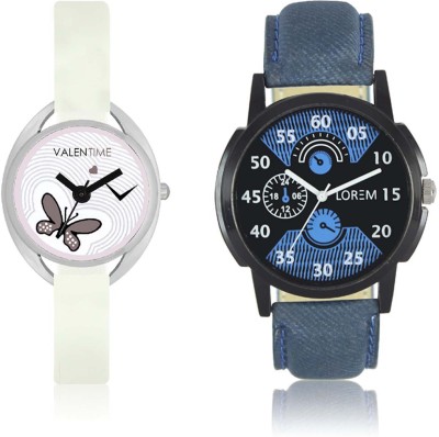 LOREM WAT-W06-0002-W07-0005-COMBOLOREMBlack::Blue::White Designer Stylish Shape Best Offer Combo Couple Watch  - For Men & Women   Watches  (LOREM)