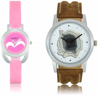 LOREM WAT-W06-0009-W07-0018-COMBOLOREMWhite::Pink Designer Stylish Shape Best Offer Combo Couple Watch  - For Men & Women   Watches  (LOREM)