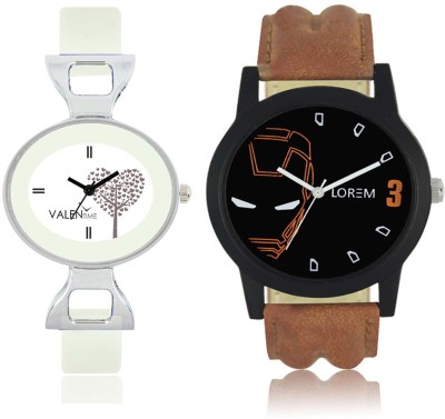 LOREM WAT-W06-0004-W07-0032-COMBOLOREMBlack::White Designer Stylish Shape Best Offer Combo Couple Watch  - For Men & Women   Watches  (LOREM)