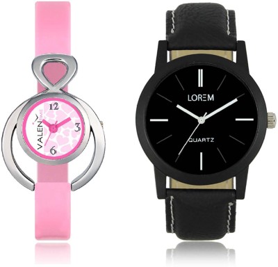 LOREM WAT-W06-0005-W07-0013-COMBOLOREMBlack::White Designer Stylish Shape Best Offer Combo Couple Watch  - For Men & Women   Watches  (LOREM)