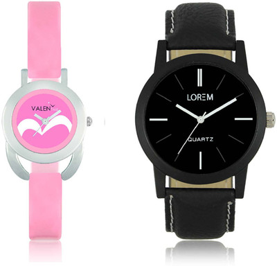 

LOREM WAT-W06-0005-W07-0018-COMBOLOREMBlack::Pink Designer Stylish Shape Best Offer Combo Couple Watch - For Men & Women