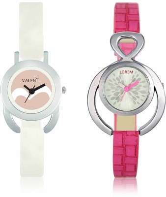 LOREM WAT-W06-0205-W07-0020-COMBOLOREMSilver::White Designer Stylish Shape Best Offer Combo Beautiful Watch  - For Women   Watches  (LOREM)
