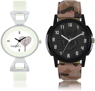 LOREM WAT-W06-0003-W07-0032-COMBOLOREMBlack::White Designer Stylish Shape Best Offer Combo Couple Watch  - For Men & Women   Watches  (LOREM)