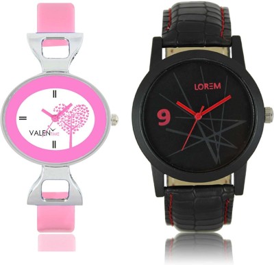 LOREM WAT-W06-0008-W07-0030-COMBOLOREMBlack::White Designer Stylish Shape Best Offer Combo Couple Watch  - For Men & Women   Watches  (LOREM)