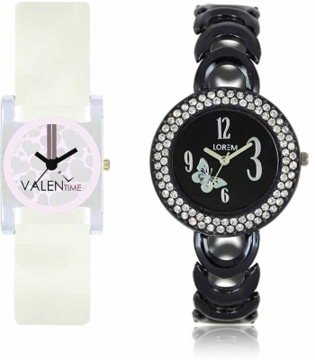 LOREM WAT-W06-0201-W07-0010-COMBOLOREMBlack::White Designer Stylish Shape Best Offer Bracelet Combo Watch  - For Women   Watches  (LOREM)