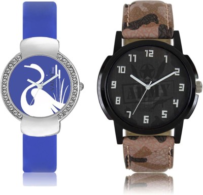 LOREM WAT-W06-0003-W07-0023-COMBOLOREMBlack::Blue Designer Stylish Shape Best Offer Combo Couple Watch  - For Men & Women   Watches  (LOREM)