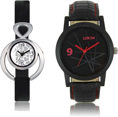 LOREM WAT-W06-0008-W07-0011-COMBOLOREMBlack::White Designer Stylish Shape Best Offer Combo Couple Watch  - For Men & Women   Watches  (LOREM)