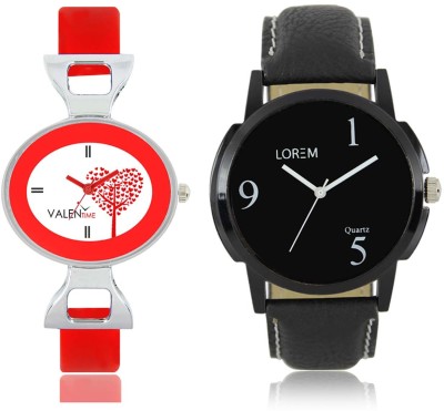 LOREM WAT-W06-0006-W07-0031-COMBOLOREMBlack::White Designer Stylish Shape Best Offer Combo Couple Watch  - For Men & Women   Watches  (LOREM)
