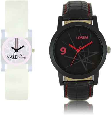 LOREM WAT-W06-0008-W07-0010-COMBOLOREMBlack::White Designer Stylish Shape Best Offer Combo Couple Watch  - For Men & Women   Watches  (LOREM)