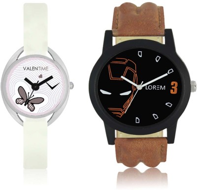 LOREM WAT-W06-0004-W07-0005-COMBOLOREMBlack::White Designer Stylish Shape Best Offer Combo Couple Watch  - For Men & Women   Watches  (LOREM)