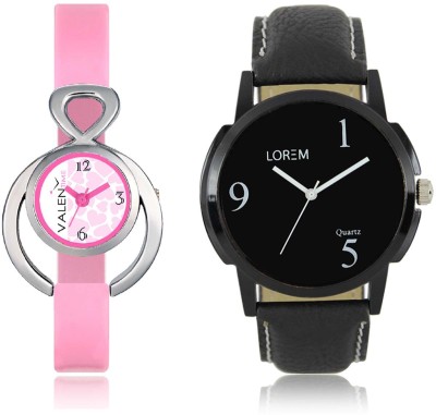 LOREM WAT-W06-0006-W07-0013-COMBOLOREMBlack::White Designer Stylish Shape Best Offer Combo Couple Watch  - For Men & Women   Watches  (LOREM)