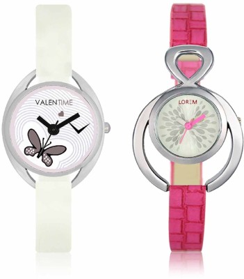 LOREM WAT-W06-0205-W07-0005-COMBOLOREMSilver::White Designer Stylish Shape Best Offer Combo Beautiful Watch  - For Women   Watches  (LOREM)