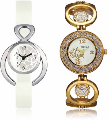 LOREM WAT-W06-0204-W07-0015-COMBOLOREMWhite::White Designer Stylish Shape Best Offer Bracelet Combo Watch  - For Women   Watches  (LOREM)