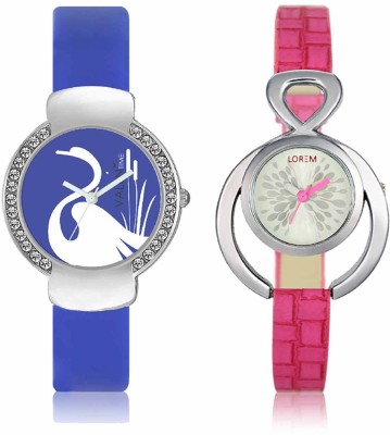 LOREM WAT-W06-0205-W07-0023-COMBOLOREMSilver::Blue Designer Stylish Shape Best Offer Combo Beautiful Watch  - For Women   Watches  (LOREM)