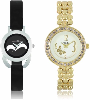 LOREM WAT-W06-0203-W07-0016-COMBOLOREMWhite::Black Designer Stylish Shape Best Offer Bracelet Combo Watch  - For Women   Watches  (LOREM)