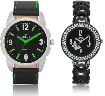 

LOREM VL26LR201 New Latest Stylish Designer Leather-Metal Belt Attractive Different Combo Watch - For Men & Women