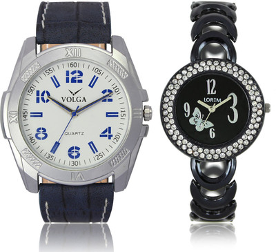 

LOREM VL24LR201 New Latest Stylish Designer Leather-Metal Belt Attractive Different Combo Watch - For Men & Women
