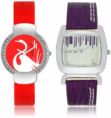 LOREM WAT-W06-0207-W07-0025-COMBOLOREMSilver::Red Designer Stylish Shape Best Offer Combo Beautiful Watch  - For Women   Watches  (LOREM)