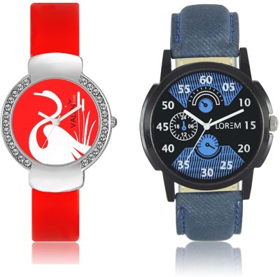 LOREM WAT-W06-0002-W07-0025-COMBOLOREMBlack::Blue::Red Designer Stylish Shape Best Offer Combo Couple Watch  - For Men & Women   Watches  (LOREM)