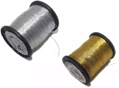 

BestUBuy Zari Thread For Bangle, Jhumka, Embroidery & Crafts, Silver & Golden For Jewellery Making - 2pcs