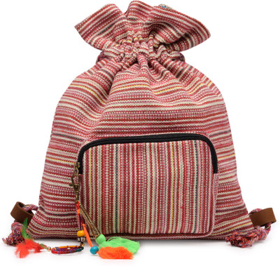 

The House of Tara Handloom Slim 10 L Backpack(Multicolor), Multicolor;red
