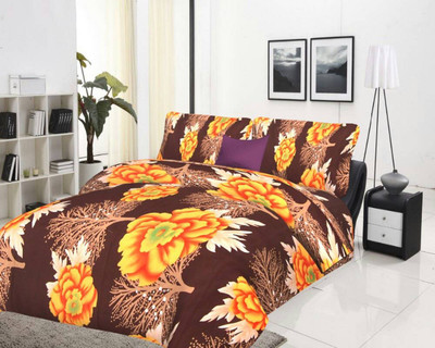 akr CREATION 144 TC Cotton Double 3D Printed Flat Bedsheet(Pack of 1, Multicolor)