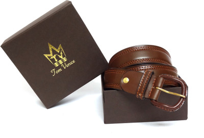 

TOM VENICE Men & Women Casual, Party, Evening Tan Genuine Leather Belt, Tan brown