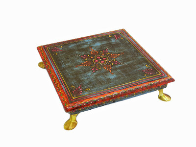 

Shivay Arts Blue Emboss Wooden All Purpose Chowki(Blue, Pack of 1)