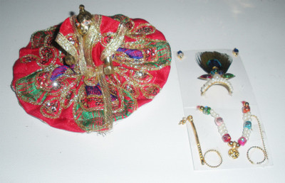

NAMEO LADDU GOPAL BRASS GOD KRISHAN BEUTIFUL SITARA DRESS Dress(Silk)