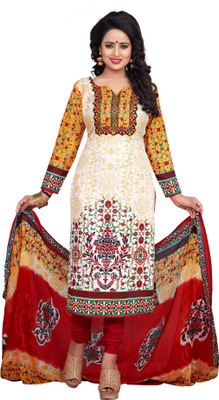 S P Marketing Cotton Polyester Blend Printed Salwar Suit Dupatta Material(Un-stitched) available at flipkart for Rs.599