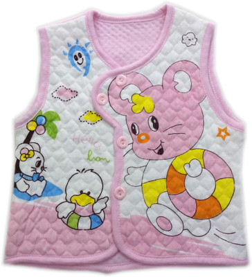 

Squnibee Sleeveless Printed Baby Boys & Baby Girls Jacket, Pink