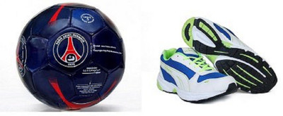 

Aurion Combo of Hand Stitched Standard Football, Size 5 & Men's Blue and Green Mesh Sports & Outdoor Shoes- 6 Football Kit