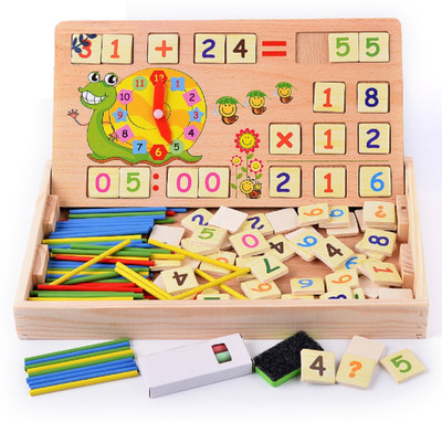 

Emob 2 in 1 Multi Functional Educational Wooden Digital Computing Learning Blocks Box Set For Kid's(Multicolor)
