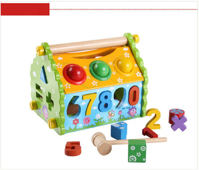 

Emob Multi-Functional Dismounting Wisdom House Wooden Learning Blocks Play Set for Kids(Multicolor)