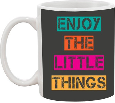 

Ashvah Enjoy the Little Things Ceramic Mug(350 ml), White