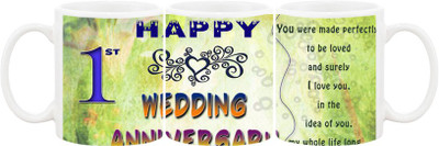 

Ashvah 1th Wedding Anniversary Ceramic Mug(350 ml), White