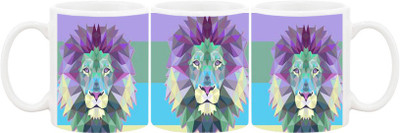 

Ashvah LION Ceramic Mug(350 ml), White