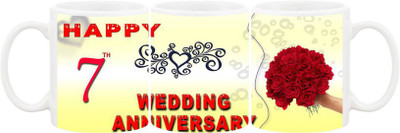 Ashvah 7th Wedding Anniversary Ceramic Mug(350 ml), White