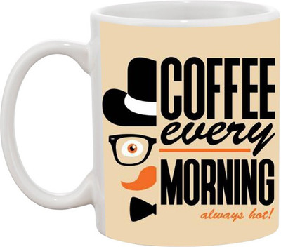 Ashvah Coffee Every Morning Ceramic Mug(350 ml), White