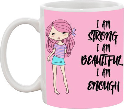 

Ashvah I am Strong & Beautifull Ceramic Mug(350 ml), White