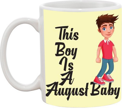 

Ashvah Born in August Boy Ceramic Mug(350 ml), White