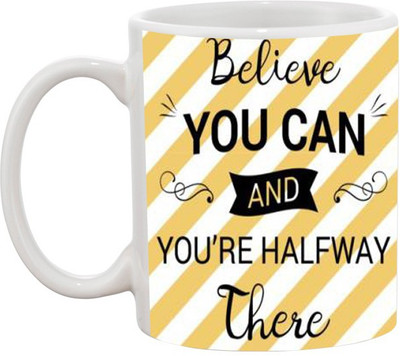 

Ashvah Belielve You Can Ceramic Mug(350 ml), White