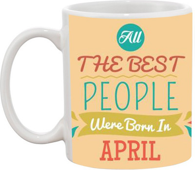 

Ashvah The Best People Are Born in April Ceramic Mug(350 ml), White