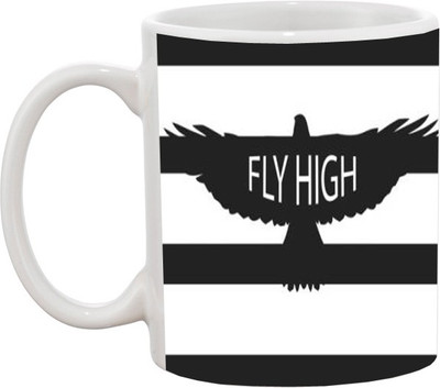 

Ashvah Fly High Ceramic Mug(350 ml), White