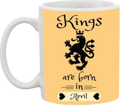 

Ashvah Kings are Born April Ceramic Mug(350 ml), White